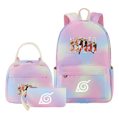 Naruto Teenage Student Girls School Bag Lunch Bag Three Piece Set Backpack Set