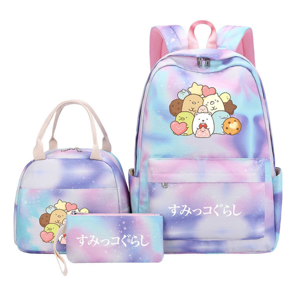 Game Corner Biology Youth Student Girls School Bag Lunch Bag Three Piece Set Backpack Set