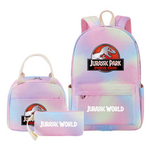 Jurassic Park Dinosaur Youth Student Girls School Bag Lunch Bag Three Piece Set Backpack Set