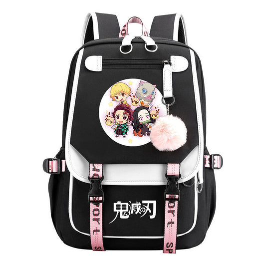 Cartoon Fashion Usb Youth School Bag For Boys And Girls Casual Ribbon Flip Backpack
