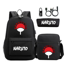 Naruto Usb Password Lock Youth Student Backpack Three Piece Set For Men And Women Backpack Set