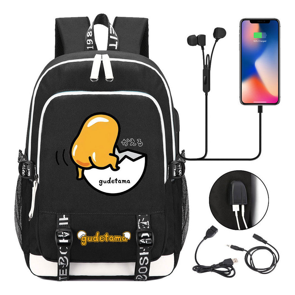 Comic Egg Yolk Lazy Egg Teenage Student Backpack Usb Boys And Girls Casual Backpack