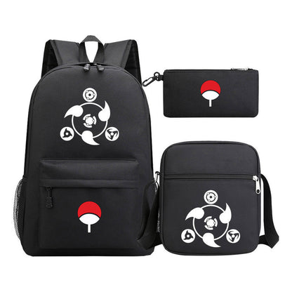 Anime Naruto Starry Sky Youth School Bag Three Piece Set For Men And Women Backpack Set