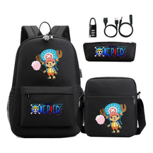 Cartoon Pirate King Usb Password Lock Youth Student Backpack Three Piece Set Backpack