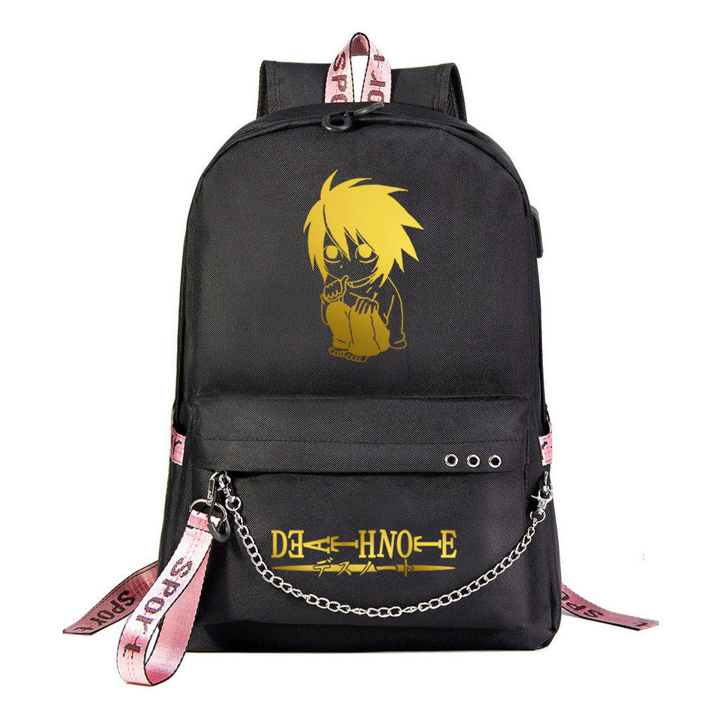 Golden Death Note Death God Usb Youth Student School Bag Leisure Travel Backpack