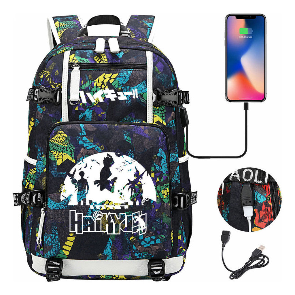 Volleyball Youth Usb Large Capacity Youth Student School Bag Men's And Women's Leisure Travel Backpack