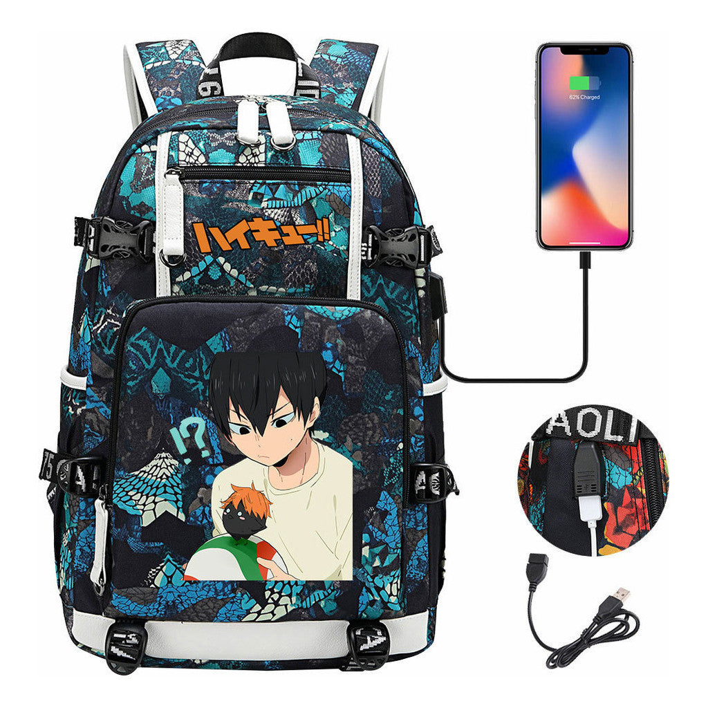 Volleyball Youth Usb Large Capacity Youth Student School Bag Men's And Women's Leisure Travel Backpack