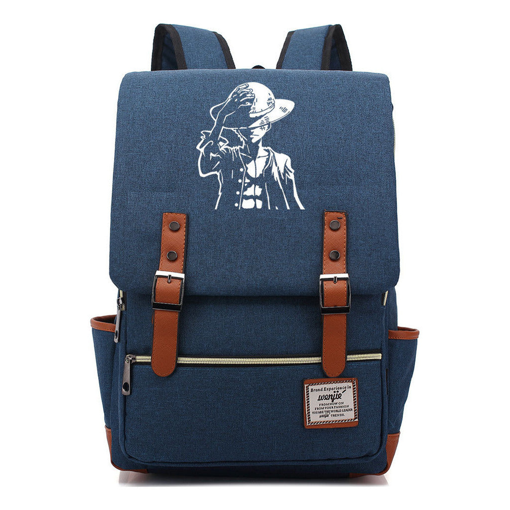Anime Pirate King Luffy Printed Youth Student School Bag Casual Belt Buckle Classic Backpack