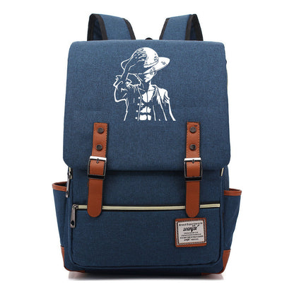 Anime Pirate King Luffy Printed Youth Student School Bag Casual Belt Buckle Classic Backpack