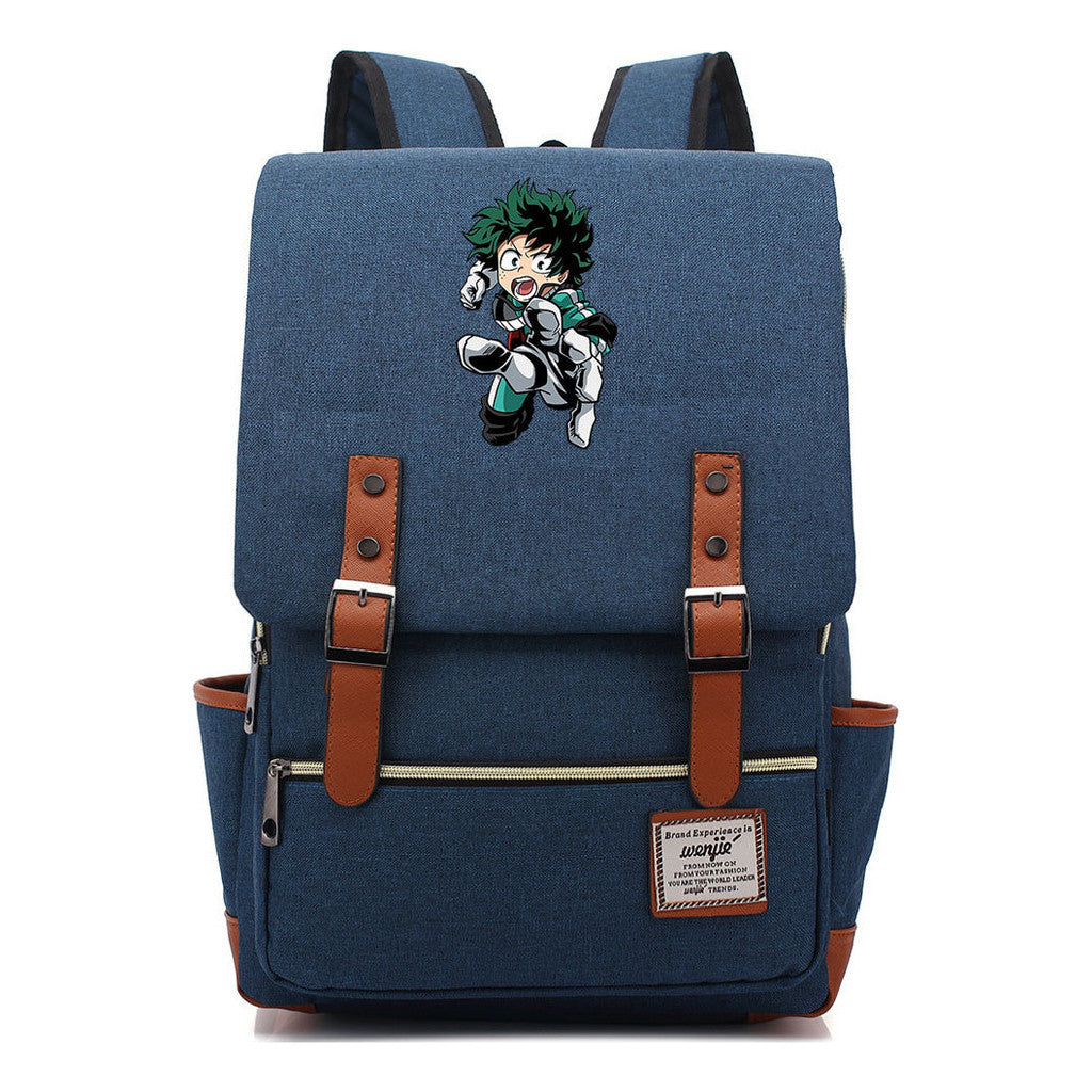 Anime My Heroes Academy Printed Youth Student Backpack Men's And Women's Leisure Belt Buckle Classic Backpack