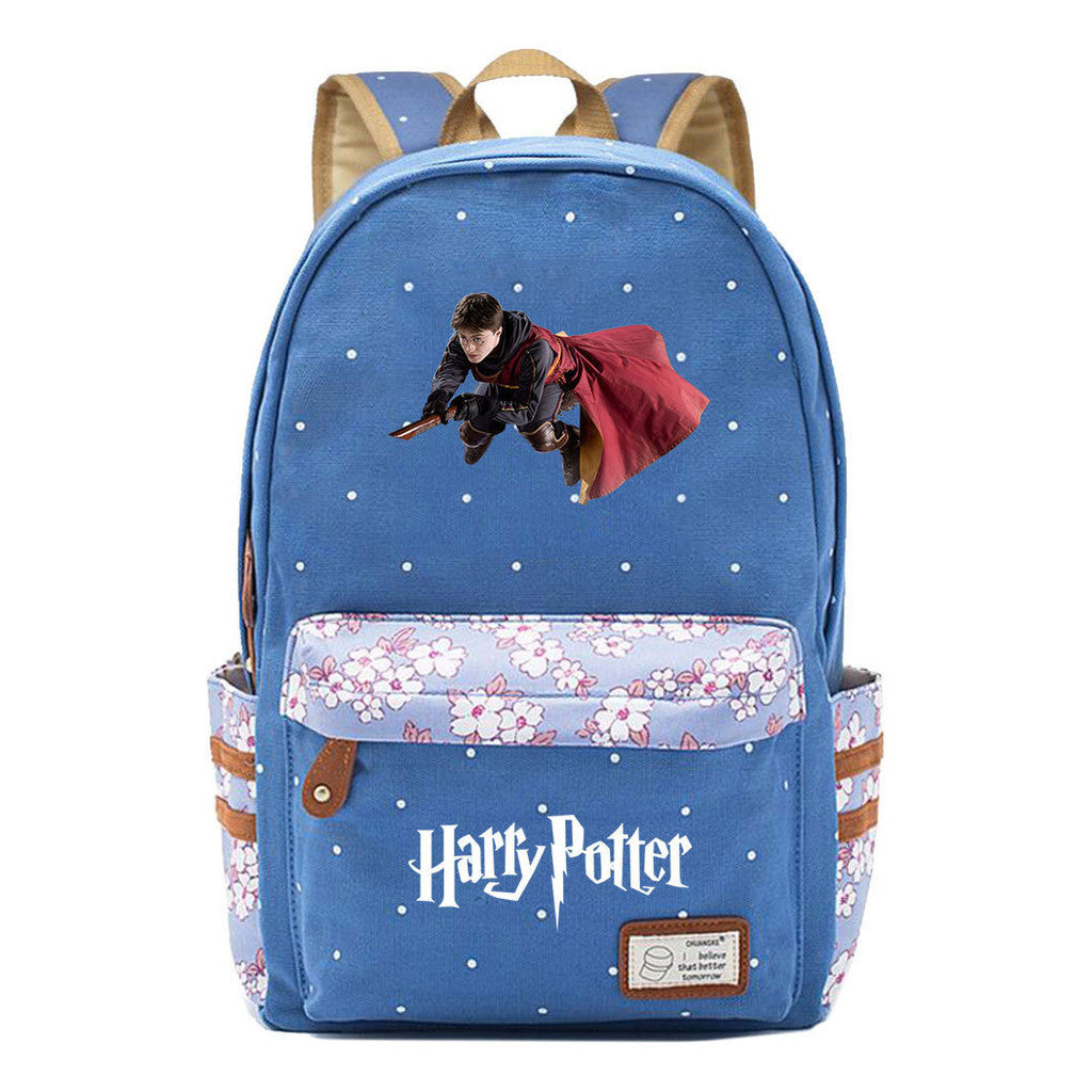 School Of Magic School Teen School Bag Floral Canvas Girl Backpack