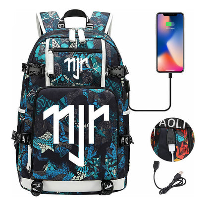 Football Star Neymar Printed Youth Student Backpack With Large Capacity