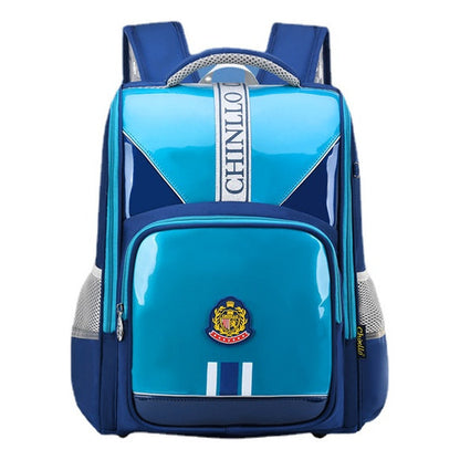 Shiny Leather Waterproof Elementary School Backpack With Anti Slip Foot Nails