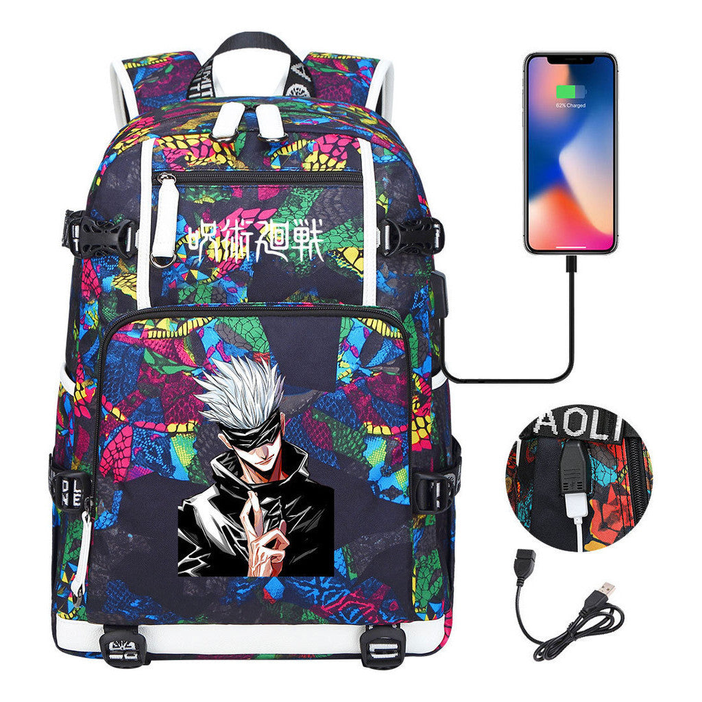 Printed Usb Youth Student Backpack Leisure Large Capacity Travel Backpack