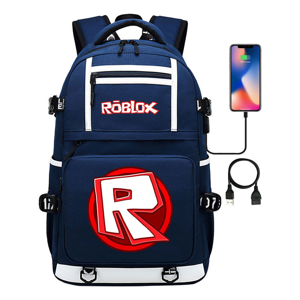 Roblox Game Printed Usb Youth Student Backpack For Men And Women's Leisure Travel Backpack