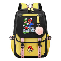 Super Mario Printed Usb Backpack Casual Woven Strap Flip Back Backpack
