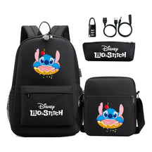 Interstellar Baby Stitch Usb Password Lock Youth Backpack 3-piece Set For Men And Women Backpacks