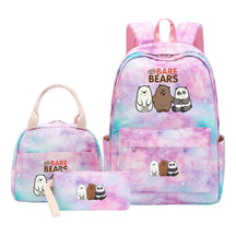 Cartoon Cute Three Cheap Bears Youth Student Girls School Bag Lunch Bag Three Piece Set Backpack Set