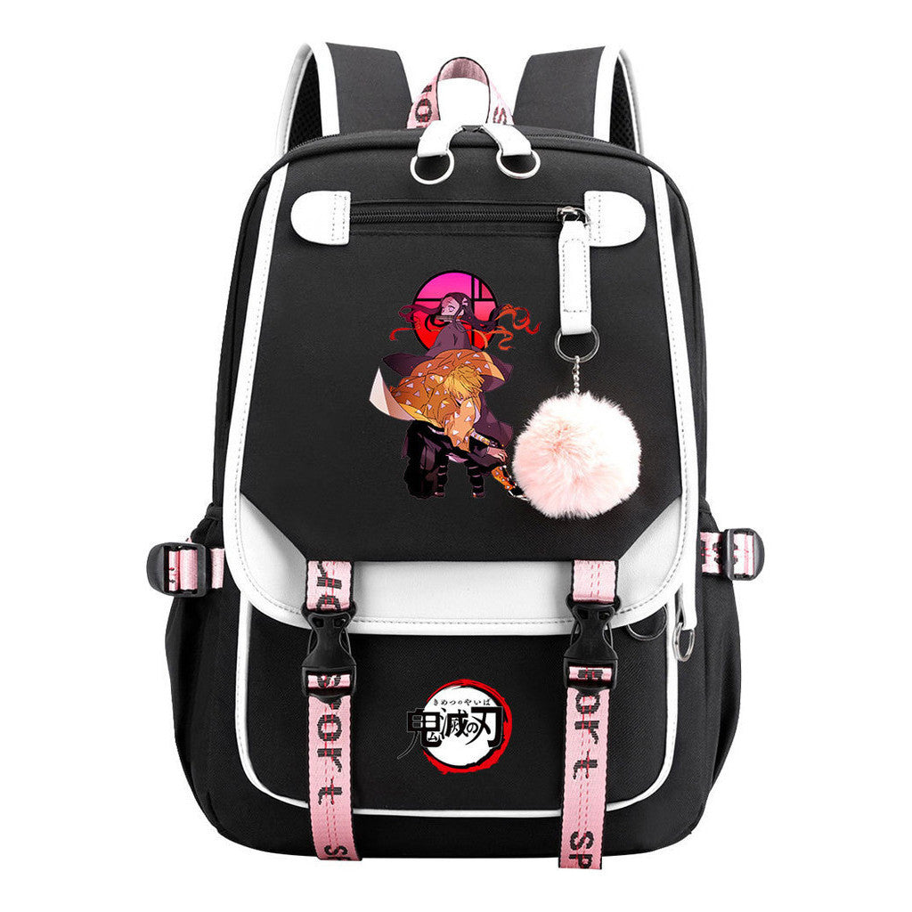 Comic Cartoon Fashion Usb Student Backpack Casual Woven Flap Backpack
