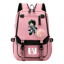 Comics My Heroes Academy Usb Student Backpack Casual Ribbon Flip Backpack