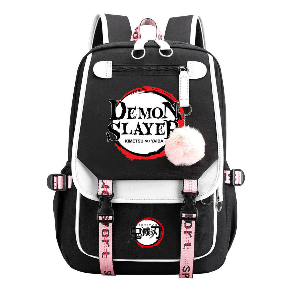 Japanese Cartoon Fashion Usb Student Backpack Casual Woven Flap Backpack