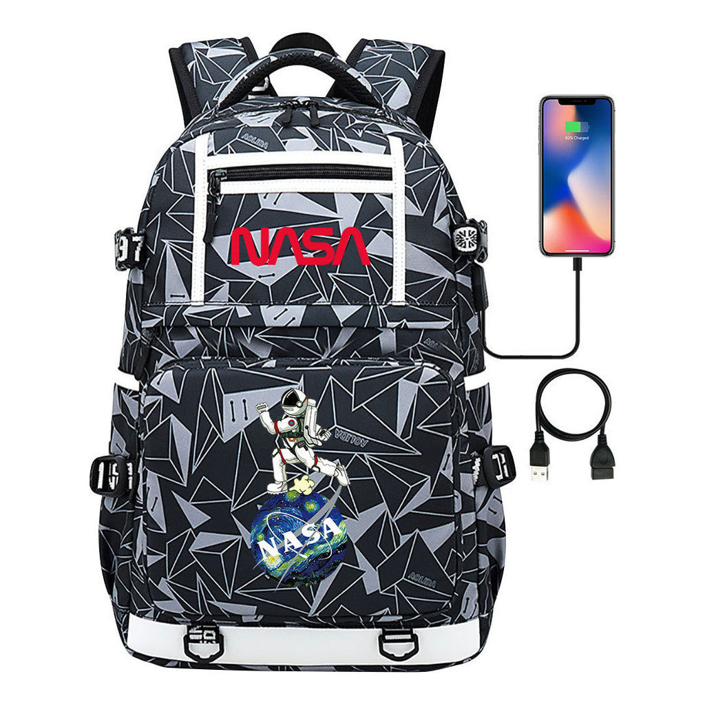 Printed Usb Youth School Bag Backpack Leisure Travel Backpack