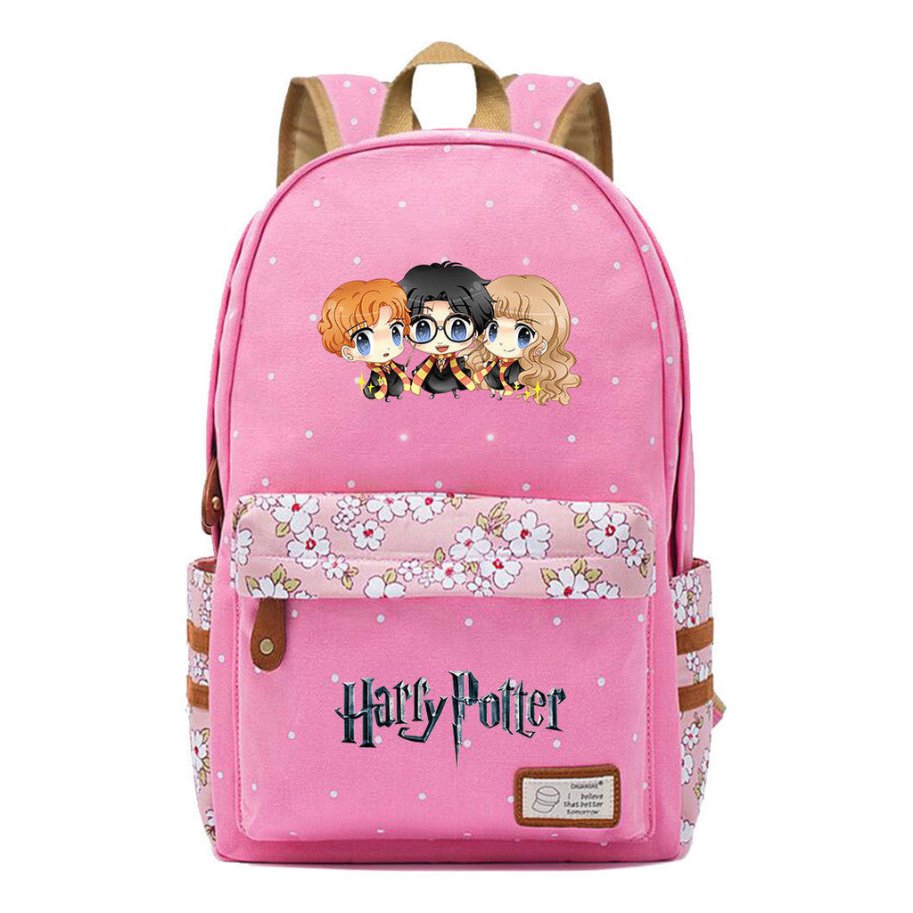 School Of Witchcraft And Wizardry Student Backpack With Floral Canvas Backpack