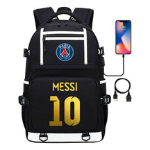 Gold Sports Football Star Printed Usb Youth School Bag Backpack Leisure Travel Backpack
