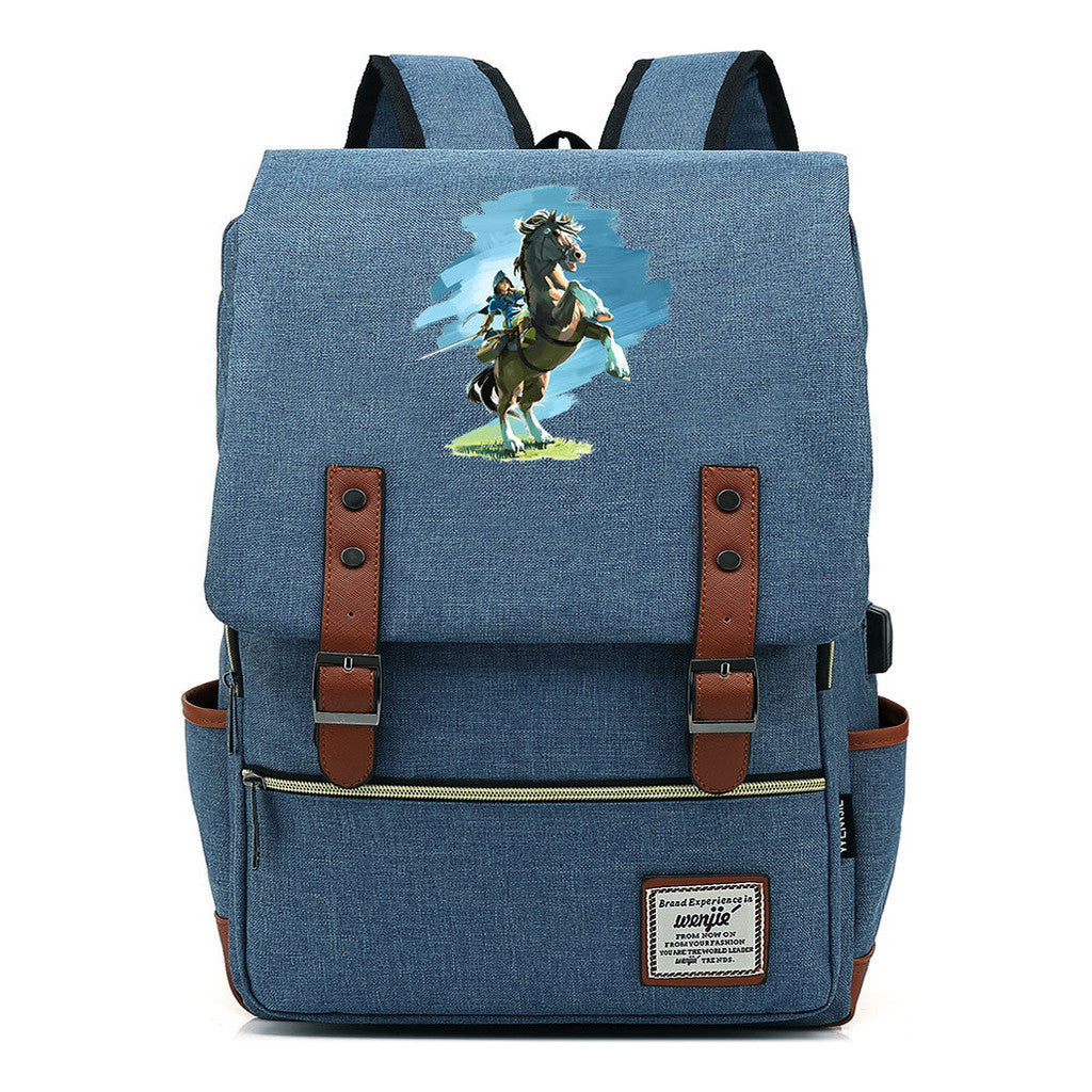 Game Zelda Kingdom Tears Print Youth Student Backpack Usb Casual Backpack