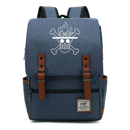 Anime One Piece King Luffy Printed Youth Student School Bag Men's And Women's Casual Belt Buckle Classic Backpack