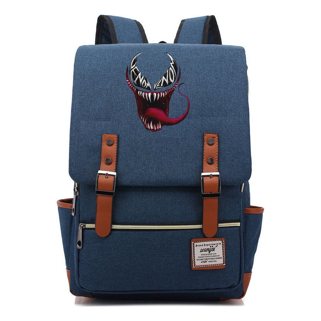 Printed Youth Student School Bag Casual Belt Buckle Classic Backpack