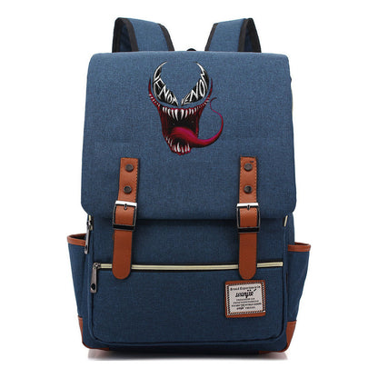 Printed Youth Student School Bag Casual Belt Buckle Classic Backpack