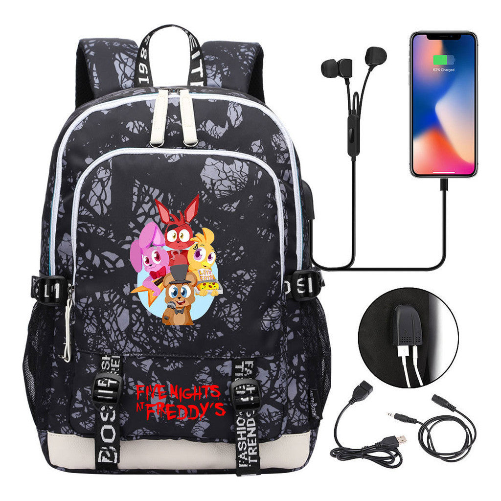 Toy Bear Game Peripheral Print Usb Youth Student Backpack For Men And Women Leisure Backpack