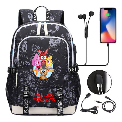 Toy Bear Game Peripheral Print Usb Youth Student Backpack For Men And Women Leisure Backpack