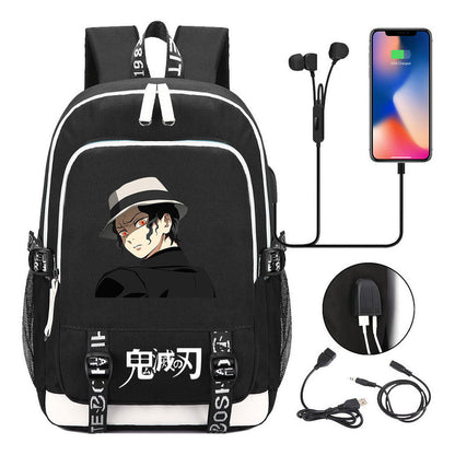 Comic Cartoon Fashion Youth Student Backpack Usb Men's And Women's Casual Backpack