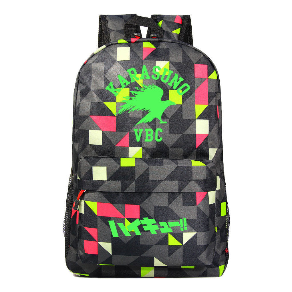 Green Night Light Fashion Volleyball Youth Flying Heart Print Youth Student School Bag Men's And Women's Leisure Backpack