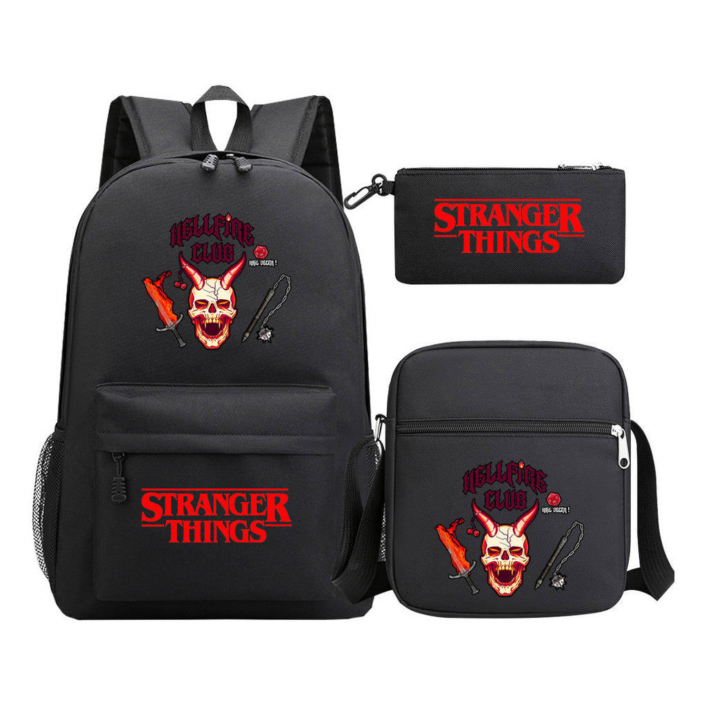 Strange Story Starry Sky Printed Youth Student Backpack 3-piece Set For Men And Women, Backpack Set