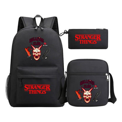 Strange Story Starry Sky Printed Youth Student Backpack 3-piece Set For Men And Women, Backpack Set