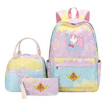 Beautiful Girl Warrior Teenage Girls Backpack Lunch Bag Three Piece Set With Backpack Cover