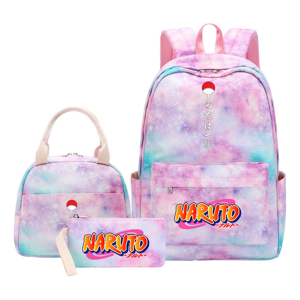 Naruto Student Girl Backpack Lunch Bag Three Piece Set Backpack Set