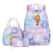 Naruto Youth Student School Bag Lunch Bag Three Piece Set Backpack Set