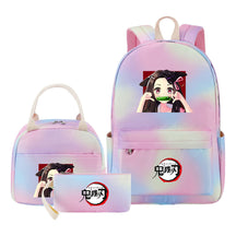 Cartoon Fashion Youth Student Girls School Bag Lunch Bag Three Piece Set Backpack