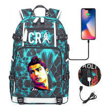 Football Star Cristiano Ronaldo Printed Youth Backpack, Backpack, Leisure Travel Backpack