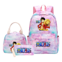 Cartoon Manga Pirate Wang Qing Student Girls School Bag Lunch Bag Three Piece Set Backpack Set