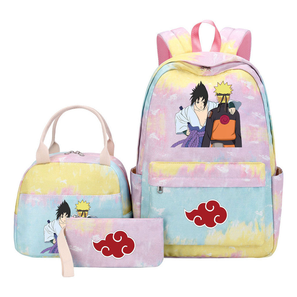 Naruto Teenage Student Girls School Bag Lunch Bag Three Piece Set Backpack Set