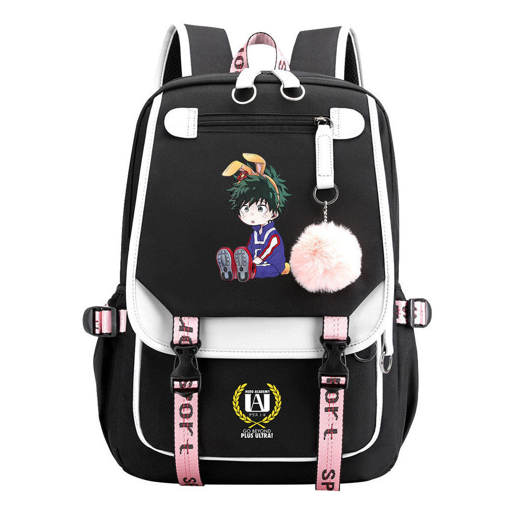 My Heroes Academy Usb Youth Student Backpack With Casual Woven Strap Flip Back Backpack