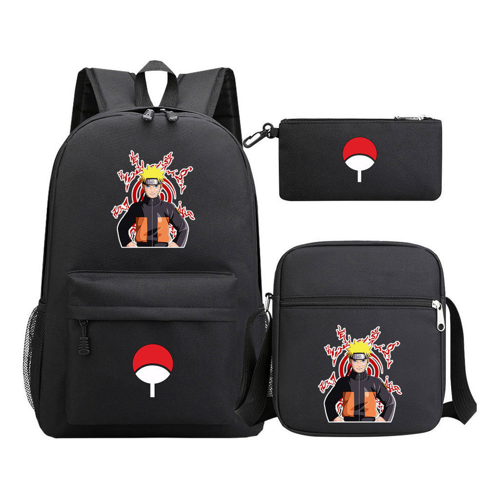 Anime Naruto Starry Sky Youth School Bag Three Piece Set For Men And Women Backpack Set