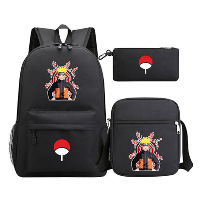 Anime Naruto Starry Sky Youth School Bag Three Piece Set For Men And Women Backpack Set