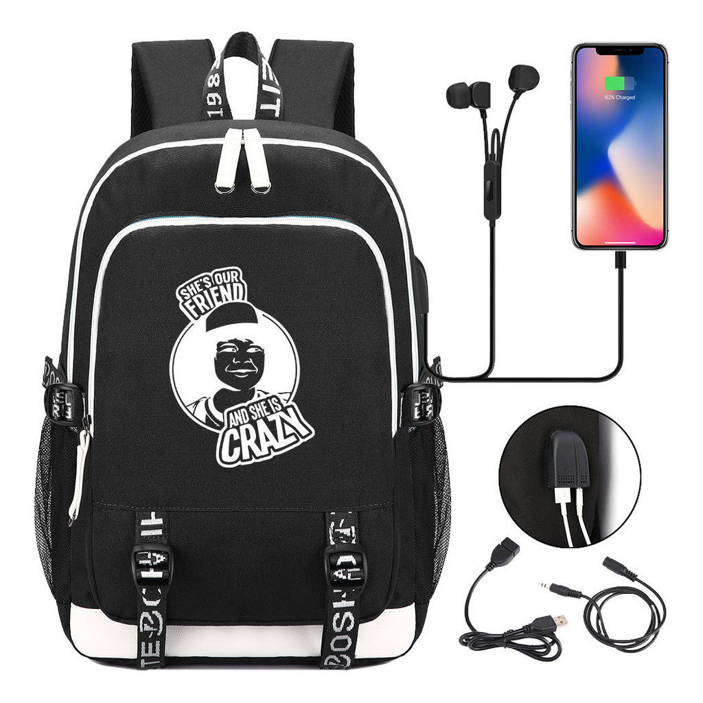 Strange Story Printed Usb Youth Student Backpack For Leisure Travel Backpack