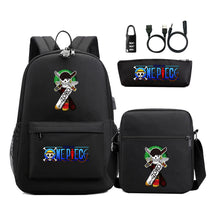 Cartoon Pirate King Usb Password Lock Youth Student Backpack Three Piece Set Backpack